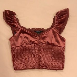 Velvet Button Cropped Top - S